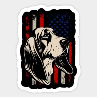 Urban Hound Harmony Basset Beauty American Flag for Dog Enthusiasts Sticker